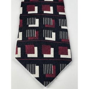 L,homme 100% Silk Necktie Designer one size adjustable mid century modern retro